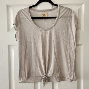 Chaser Lightweight Tie Front Scoop Neck Tshirt Gray